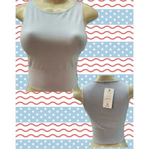 Avocado L/XL Powder Blue Seamless 4 Way Stretch Wicking Ribbed Hem Crop Tank Top